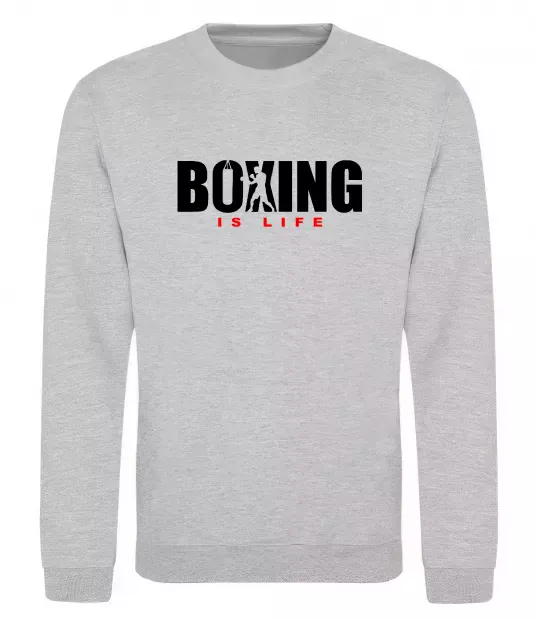 Світшот Boxing is life Сірий меланж фото