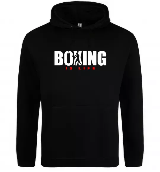 Мужская толстовка (худи) Boxing is life Черный фото