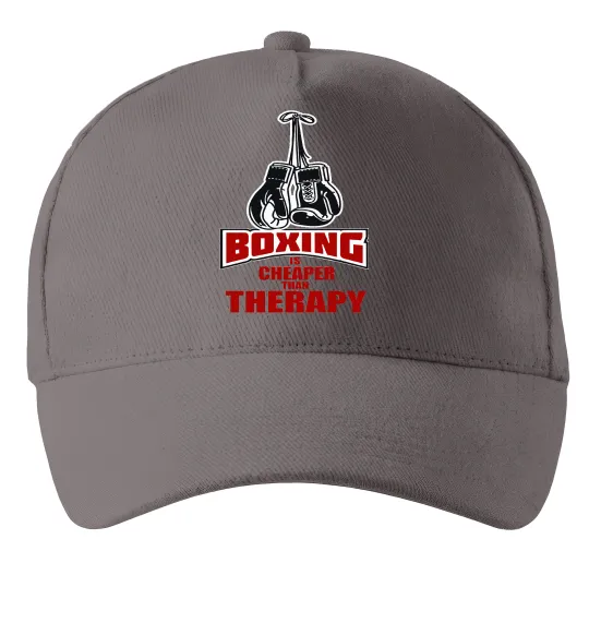 Кепка Boxing is cheaper than therapy Серый фото