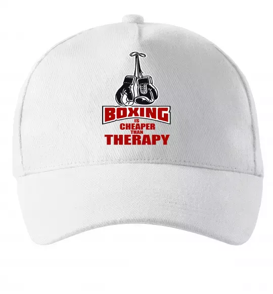 Кепка Boxing is cheaper than therapy Білий фото