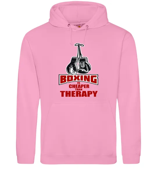 Мужская толстовка (худи) Boxing is cheaper than therapy Розовый фото