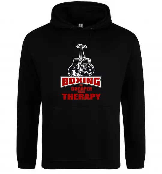 Женская толстовка (худи) Boxing is cheaper than therapy Черный фото
