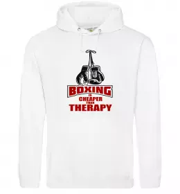 Женская толстовка (худи) Boxing is cheaper than therapy Белый фото