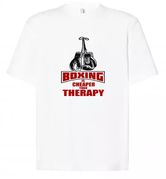 Футболка Оверсайз Boxing is cheaper than therapy Білий фото