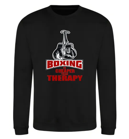 Свитшот Boxing is cheaper than therapy Черный фото