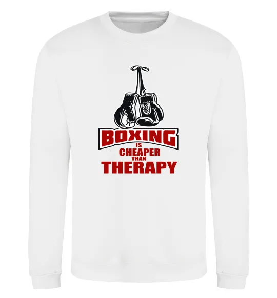 Свитшот Boxing is cheaper than therapy Белый фото