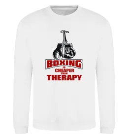 Свитшот Boxing is cheaper than therapy Белый фото