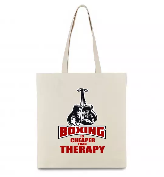 Еко-сумка Boxing is cheaper than therapy Бежевий фото