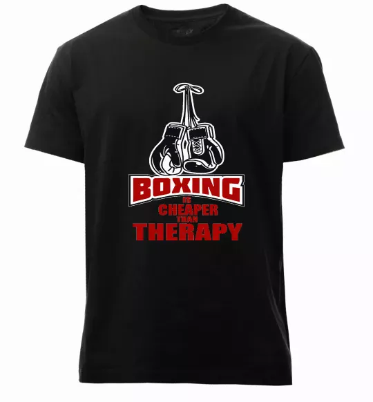 Мужская премиум футболка Boxing is cheaper than therapy Черный фото