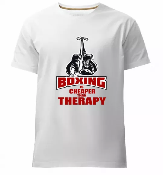 Мужская премиум футболка Boxing is cheaper than therapy Белый фото