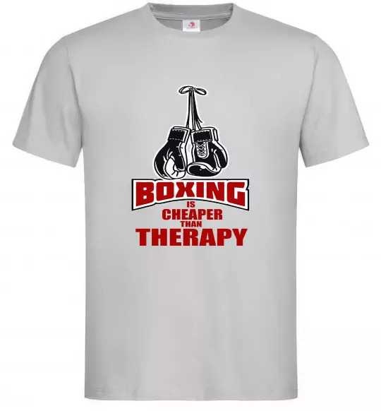 Чоловіча футболка Boxing is cheaper than therapy Сірий фото