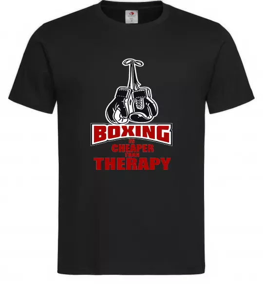 Чоловіча футболка Boxing is cheaper than therapy Чорний фото