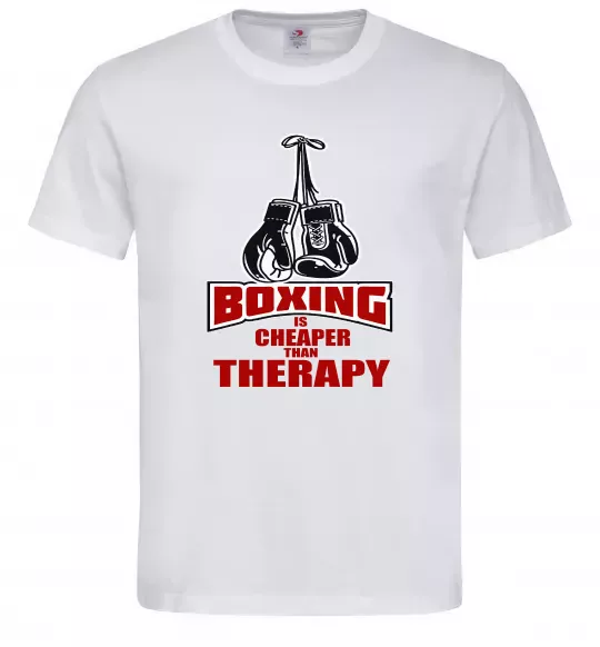 Чоловіча футболка Boxing is cheaper than therapy Білий фото