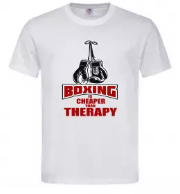 Мужская футболка Boxing is cheaper than therapy Белый фото