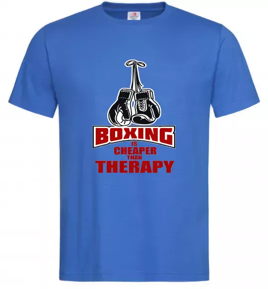 Чоловіча футболка Boxing is cheaper than therapy Яскраво-синій фото