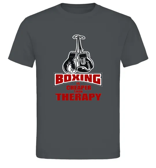 Чоловіча футболка Boxing is cheaper than therapy Графіт фото