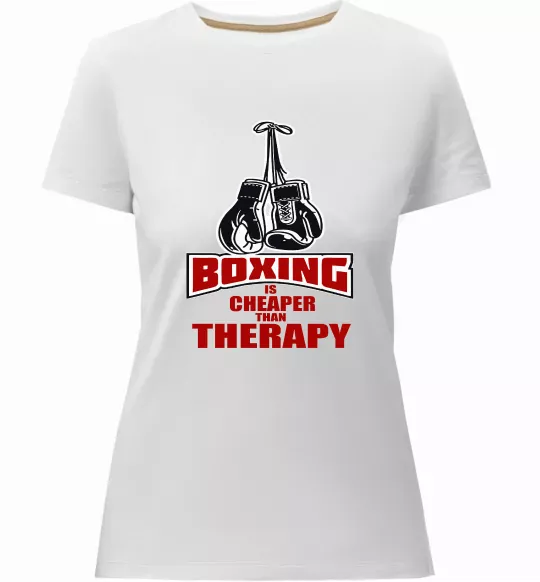 Жіноча преміум футболка Boxing is cheaper than therapy Білий фото