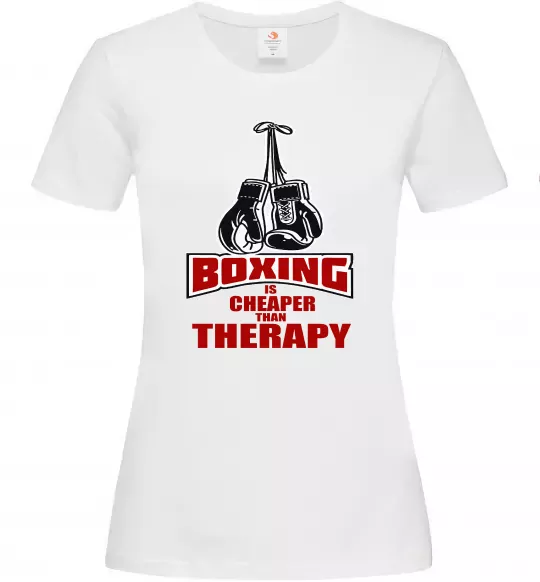 Жіноча футболка Boxing is cheaper than therapy Білий фото