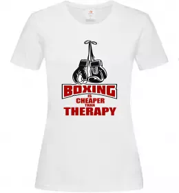 Жіноча футболка Boxing is cheaper than therapy Білий фото
