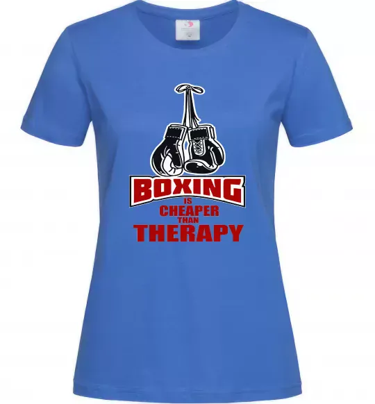 Жіноча футболка Boxing is cheaper than therapy Яскраво-синій фото