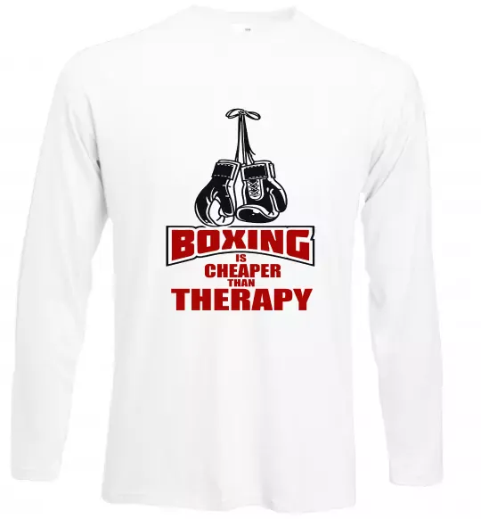 Лонгслів Boxing is cheaper than therapy Білий фото