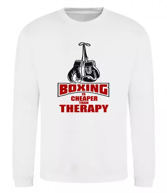 Світшот Boxing is cheaper than therapy Білий фото