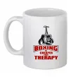 Чашка керамічна Boxing is cheaper than therapy Білий фото