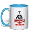 Чашка с цветной ручкой Boxing is cheaper than therapy Голубой фото