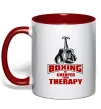 Чашка с цветной ручкой Boxing is cheaper than therapy Красный фото