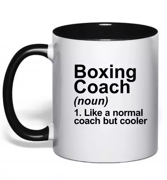 Чашка з кольоровою ручкою Boxing coach Чорний фото