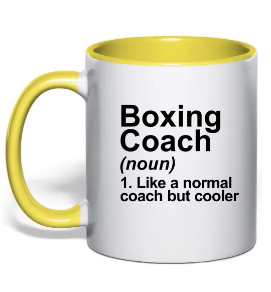 Чашка с цветной ручкой Boxing coach Лимонный фото