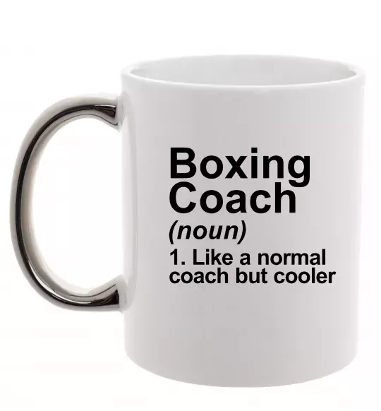 Чашка з кольоровою ручкою Boxing coach Срібло фото