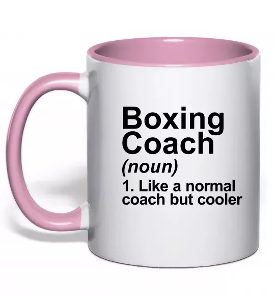 Чашка з кольоровою ручкою Boxing coach Ніжно рожевий фото