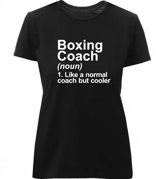 Женская премиум футболка Boxing coach Черный фото