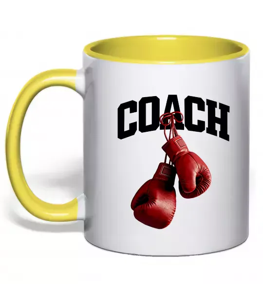 Чашка с цветной ручкой Coach перчатки Солнечно желтый фото