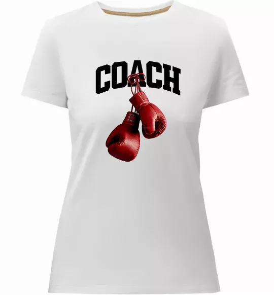 Женская премиум футболка Coach перчатки Белый фото