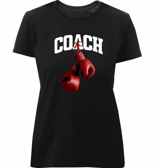 Женская премиум футболка Coach перчатки Черный фото