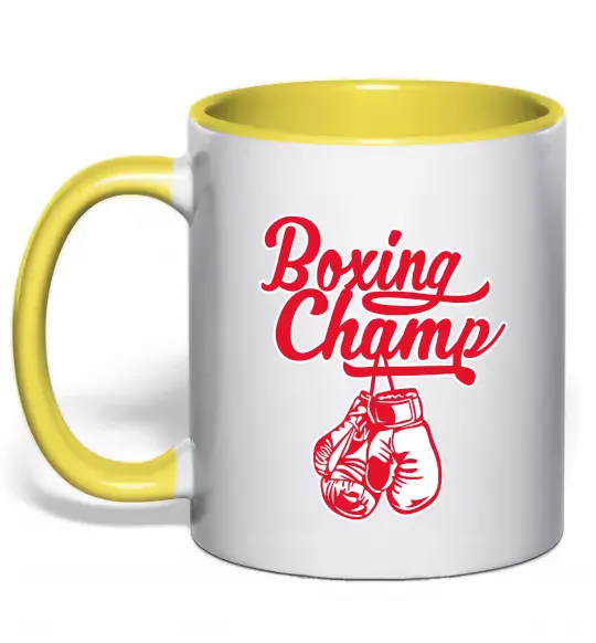 Чашка с цветной ручкой Boxing champ Солнечно желтый фото