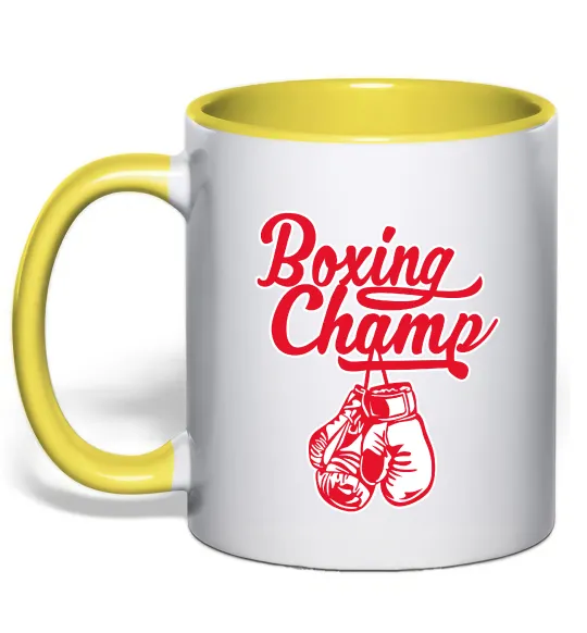 Чашка с цветной ручкой Boxing champ Лимонный фото