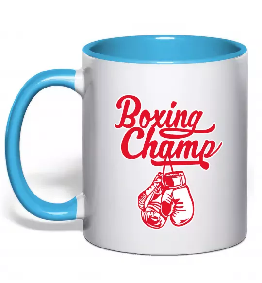Чашка с цветной ручкой Boxing champ Голубой фото