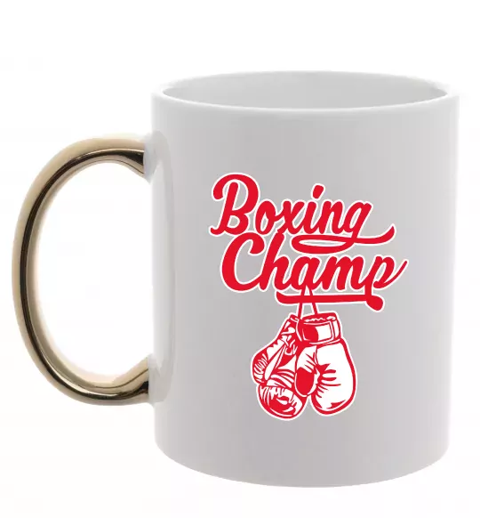 Чашка с цветной ручкой Boxing champ Золото фото