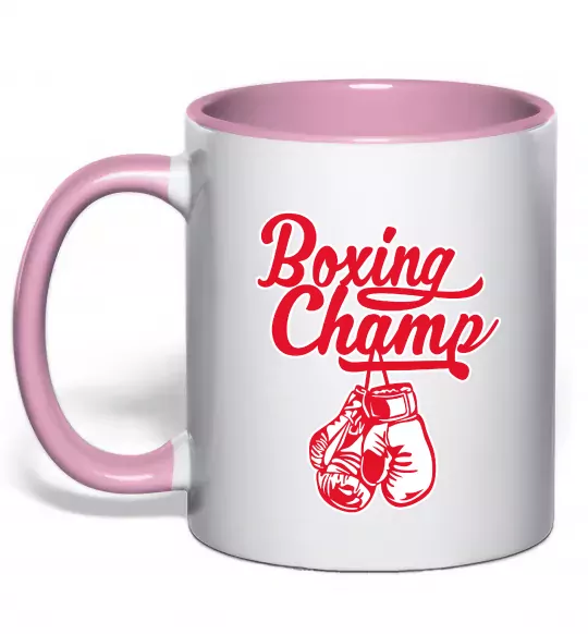 Чашка с цветной ручкой Boxing champ Нежно розовый фото