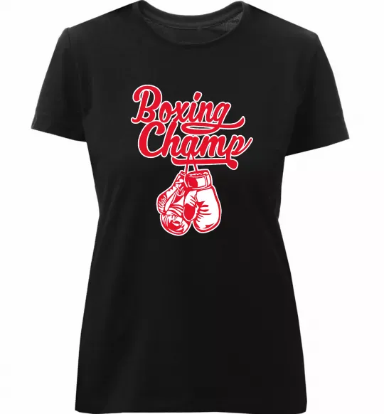 Женская премиум футболка Boxing champ Черный фото