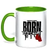 Чашка з кольоровою ручкою Born to fight Лаймовий фото