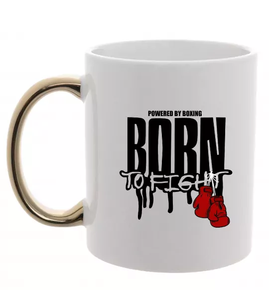 Чашка з кольоровою ручкою Born to fight Золото фото