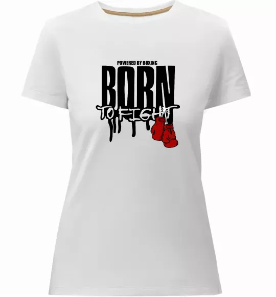 Женская премиум футболка Born to fight Белый фото