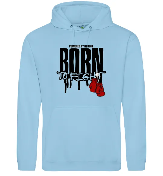 Мужская толстовка (худи) Born to fight Голубой фото