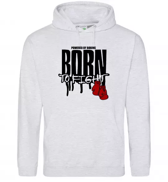 Женская толстовка (худи) Born to fight Серый меланж фото