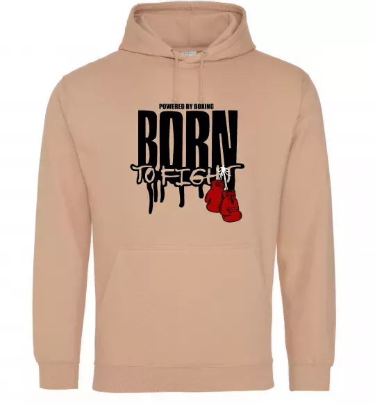 Женская толстовка (худи) Born to fight Песочный фото