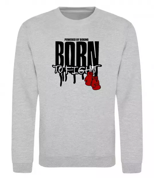 Свитшот Born to fight Серый меланж фото